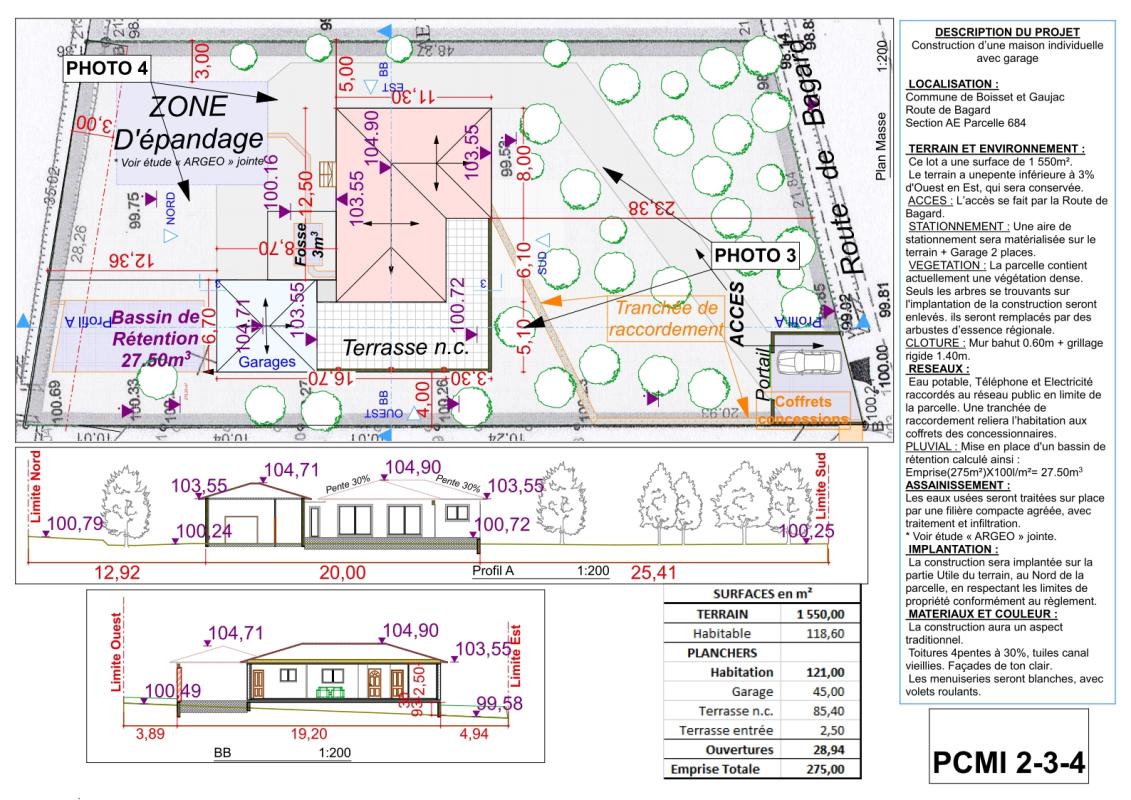 Photo plan masse coupes notice